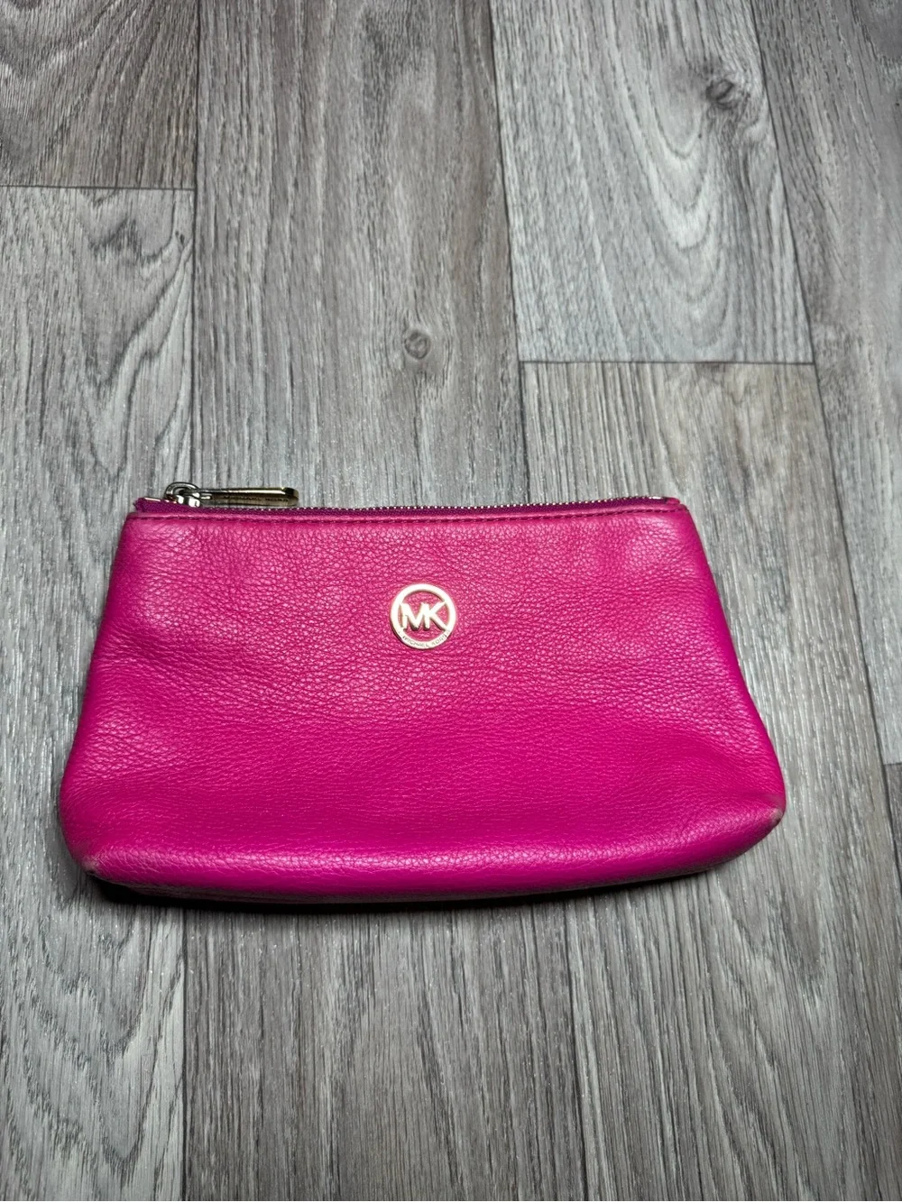 MICHAEL Michael Kors Clutch - Fuscia Pink Pebbled Leather & Gold Hardware